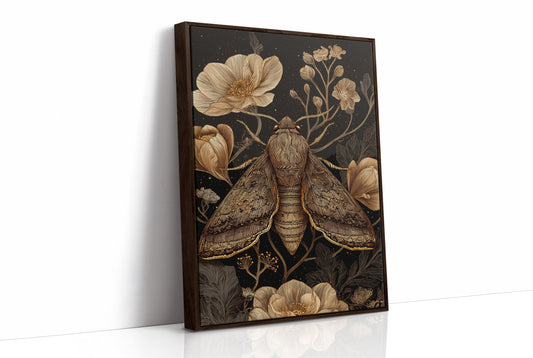 Midnight Moth Among Golden Blooms