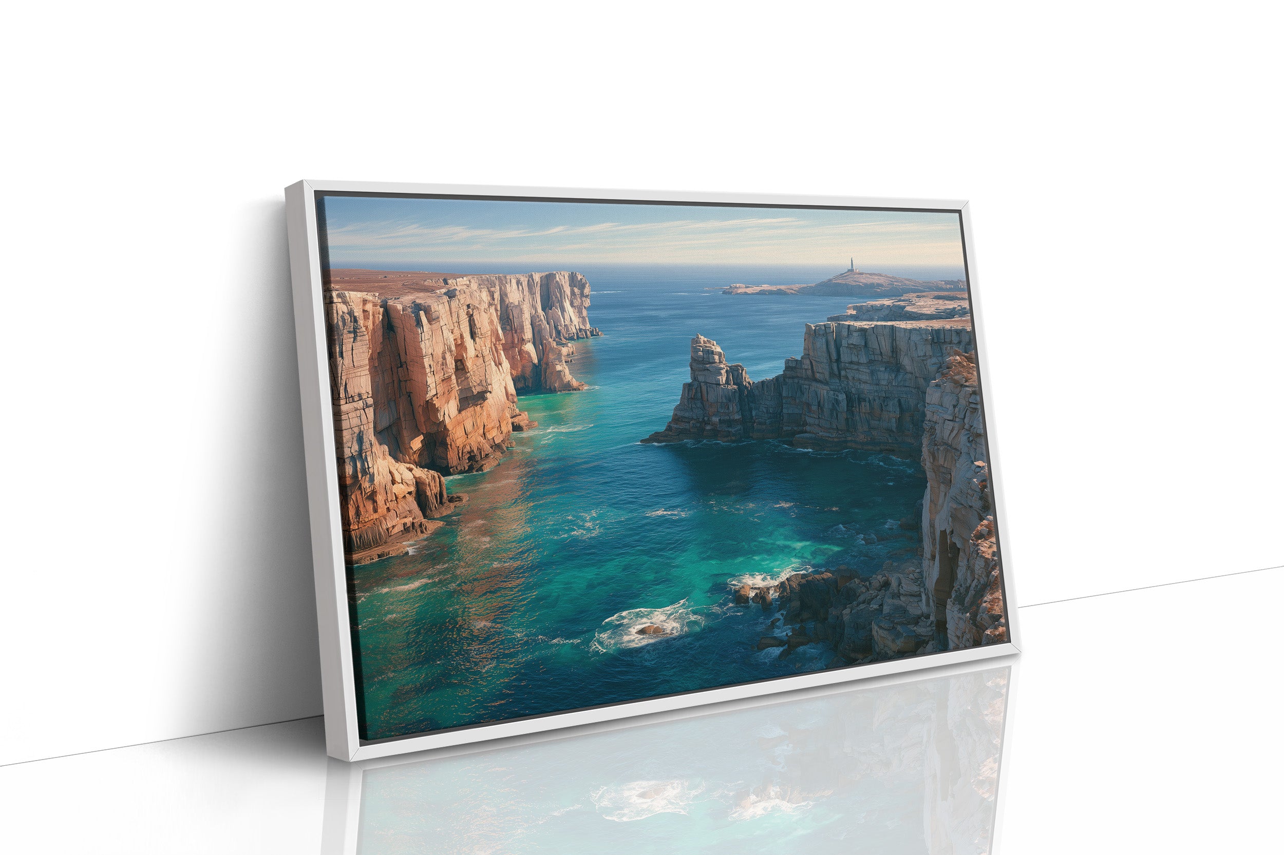 Sea Cliffs, Distant Lighthouse