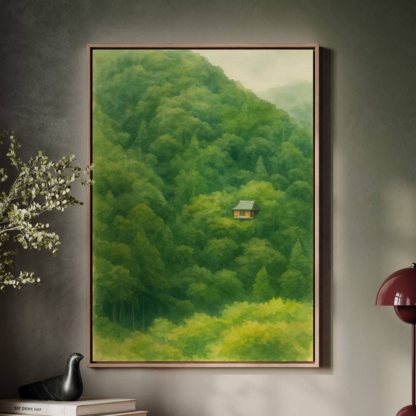 Solitary Temple Among Emerald Hills