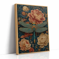 The Dragonfly Rests Among Peonies