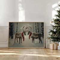 Winter Reindeer Share Crimson Scarves