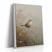 Wren Perches Among Autumn Reeds