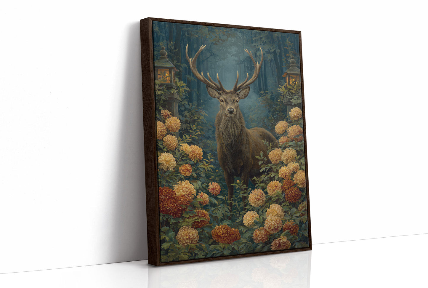 Stag Among Golden Chrysanthemums Glows