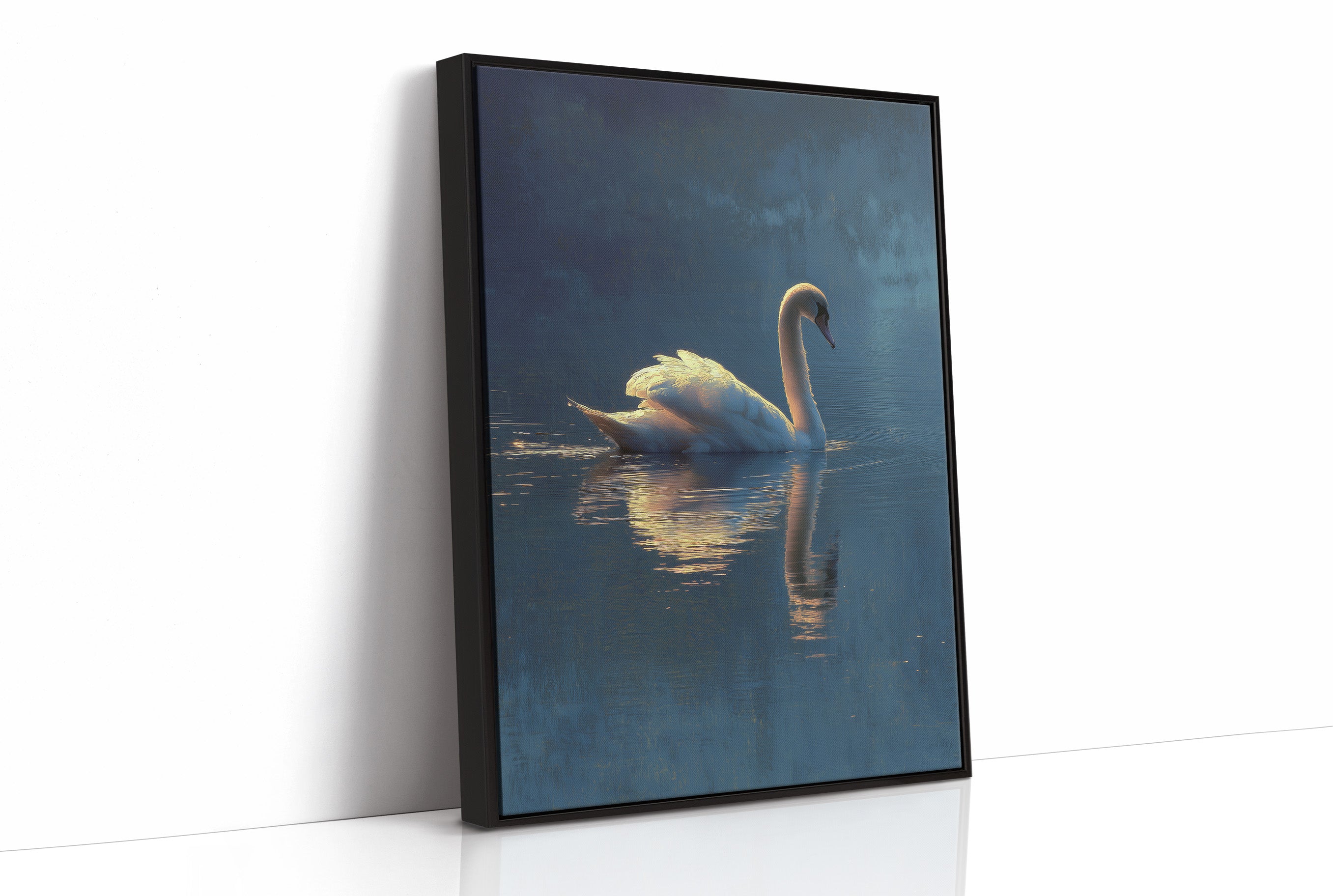 Swan Glides Through Golden Hour