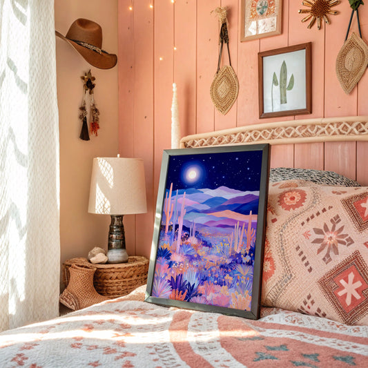 Moonlit Saguaros Dance In Lavender