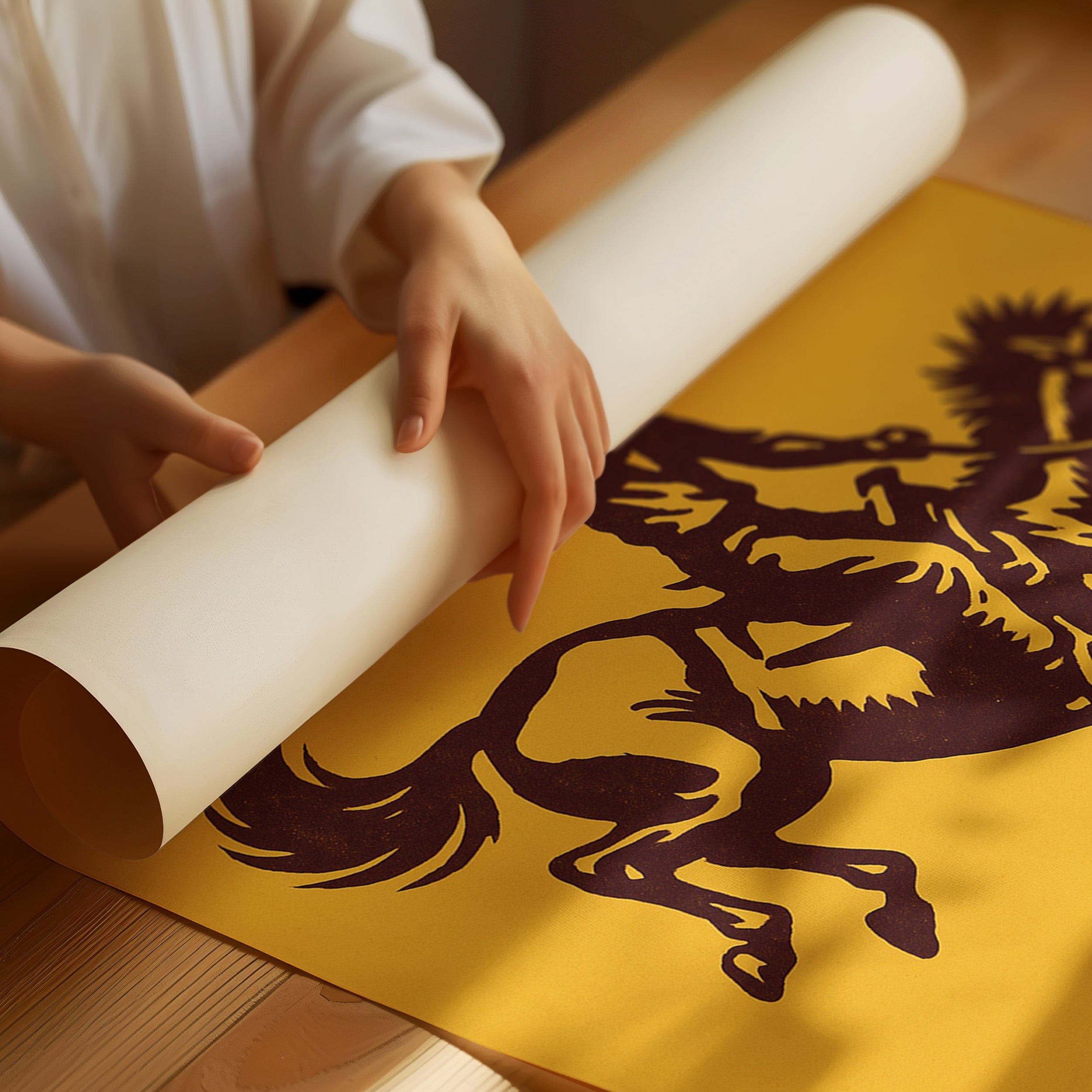 Vintage Rodeo Cowboy Silhouette Print