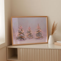 Pink Bows Dance Through Snow Light