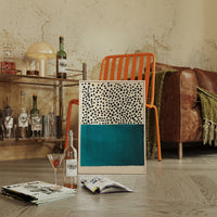 Teal Block and Ink Dots