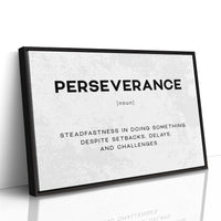 Perseverance Definition Canvas Art | Bold Motivational Typography Print for Home Office, Gym or Entrepreneur Décor