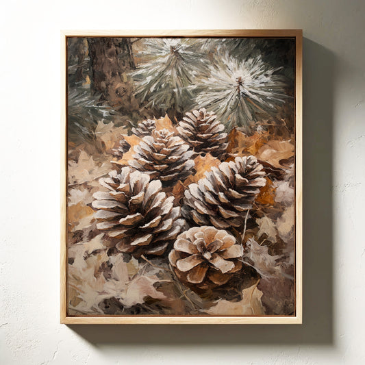 Winter Pinecone Forest Art Print - Rustic Nature Decor - Gallery Canvas image 12