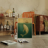 Whale Beneath the Golden Horizon
