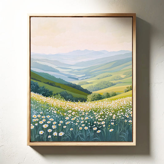 Tranquil Meadow Landscape Art Print - Pastel Scenic Decor - Gallery Canvas image 3