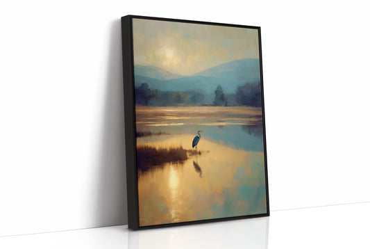 Heron's Dawn On Still Waters