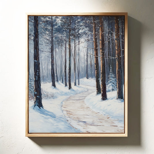 Winter Forest Pathway Canvas - Serene Nature Art - Gallery Canvas image 8