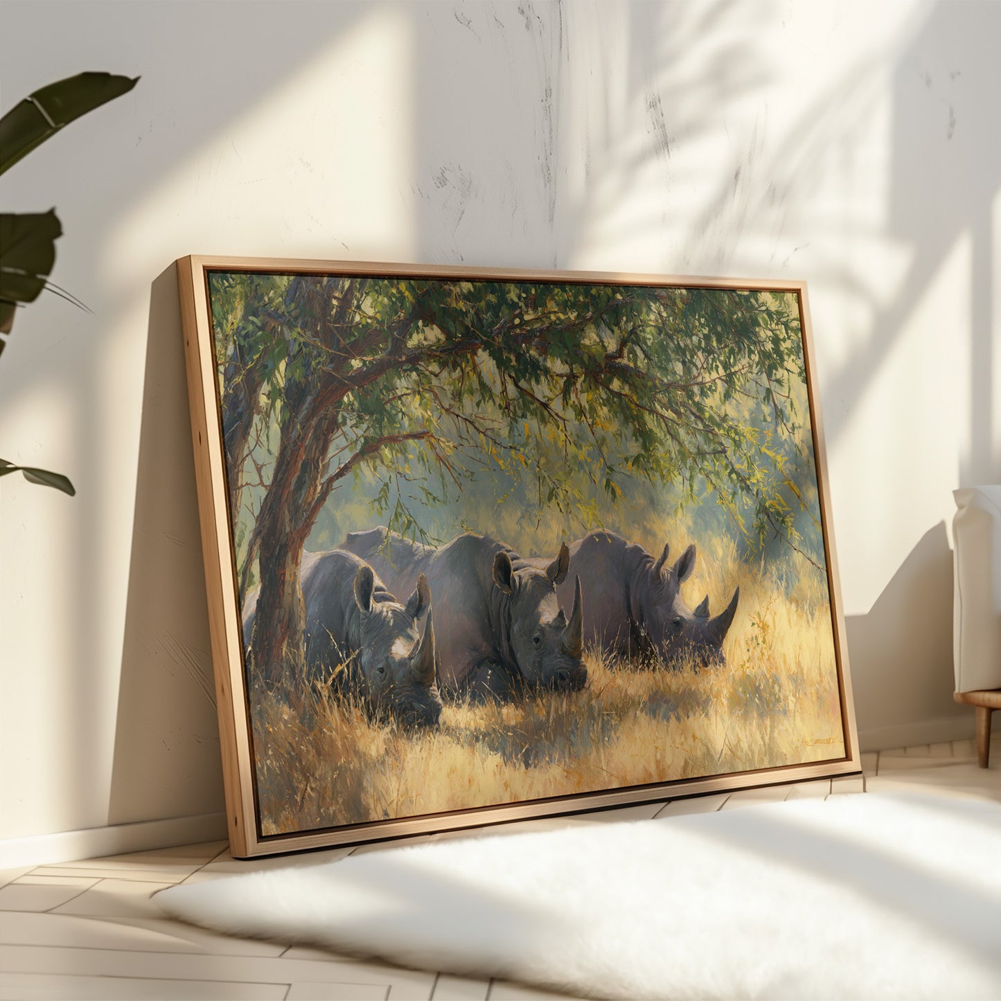 Three Giants Rest In Golden Grass