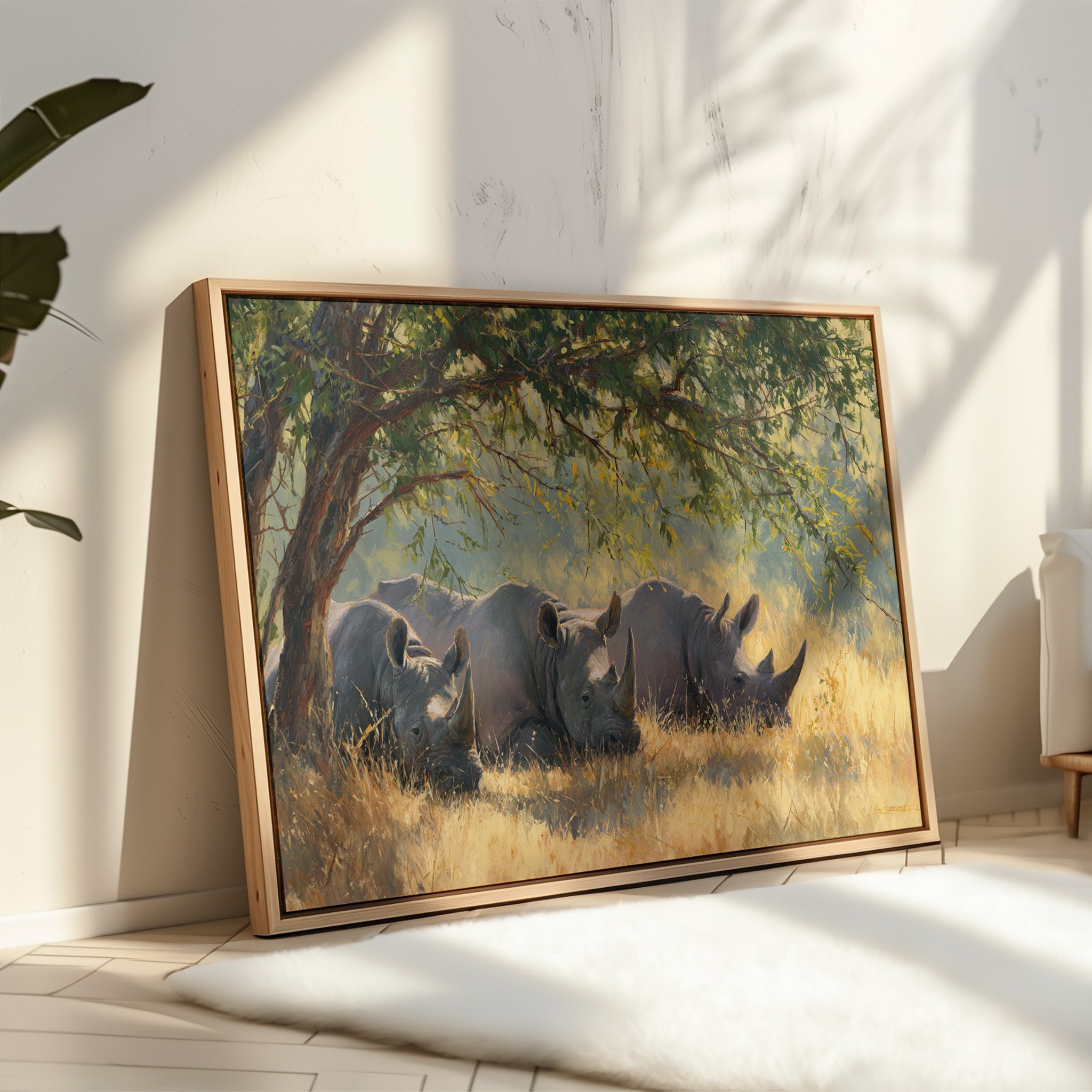 Three Giants Rest In Golden Grass