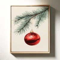 Festive Red Ornament Watercolor Print - Holiday Wall Art - Gallery Canvas image 14
