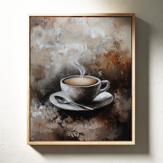 Steaming Coffee Cup Canvas Art - Rustic Kitchen Decor - Gallery Canvas image 8