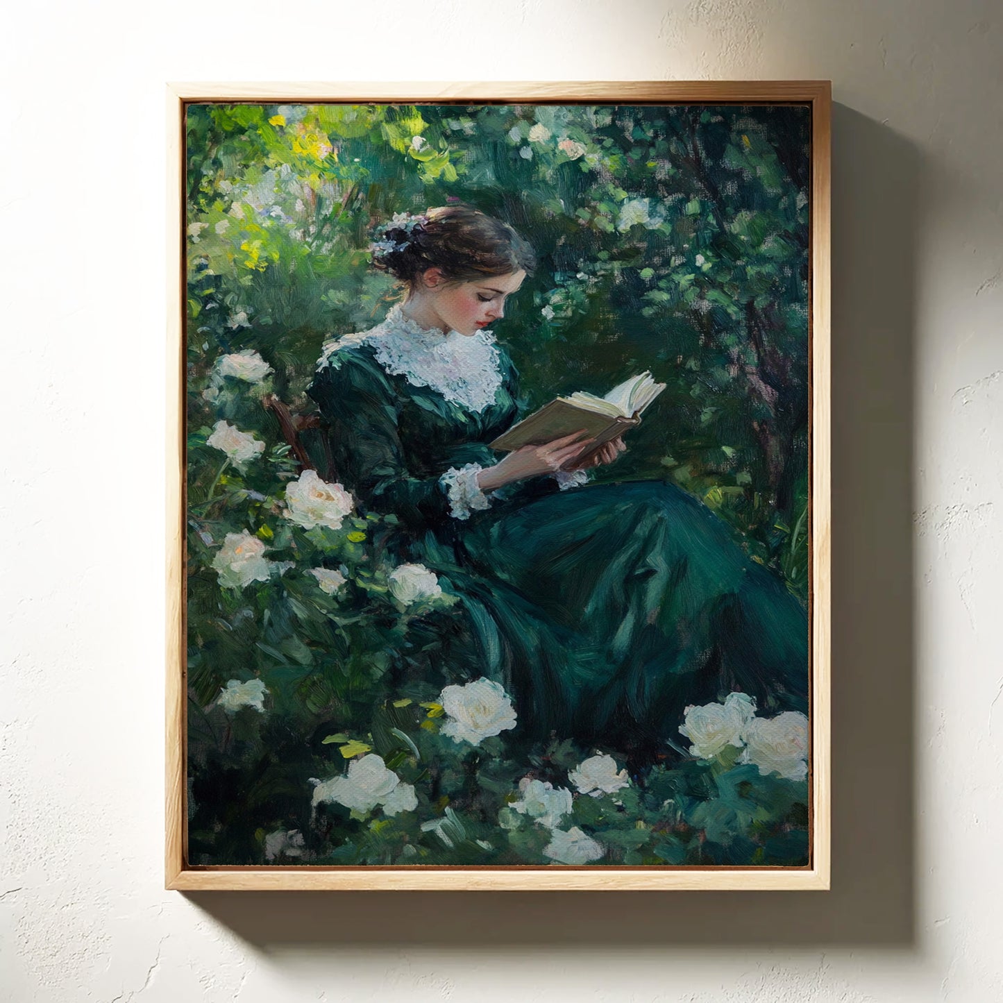 Victorian Lady Reading Portrait - Romantic Garden Art - Gallery Canvas image 3