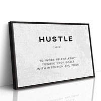 Hustle Definition Canvas Art | Bold Motivational Typography Print for Home Office, Gym or Entrepreneur Décor