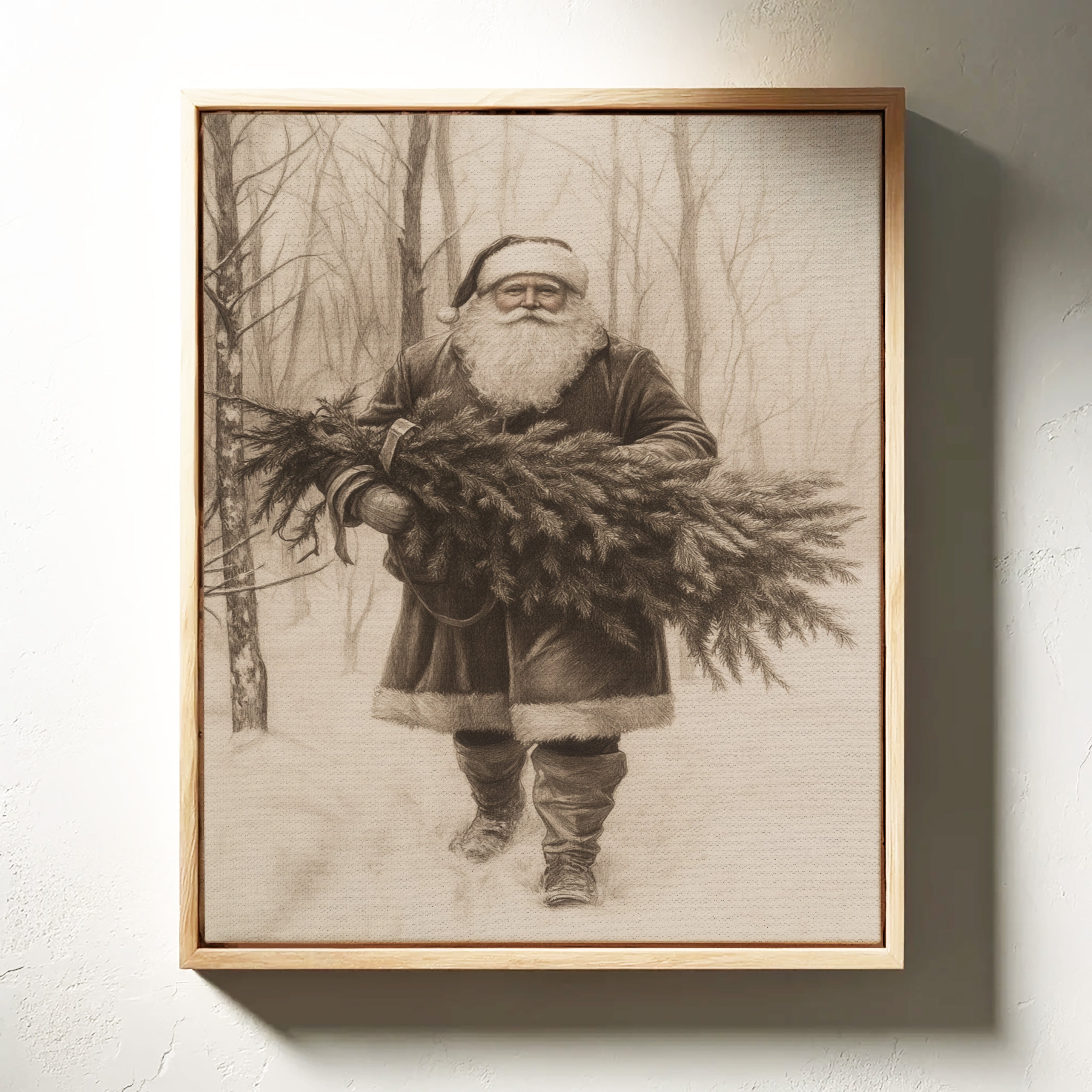 Vintage Santa Claus Drawing - Festive Holiday Art - Gallery Canvas image 4