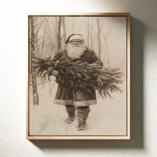 Vintage Santa Claus Drawing - Festive Holiday Art - Gallery Canvas image 4