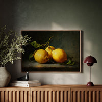 Sunlit Lemons On Ancient Wood