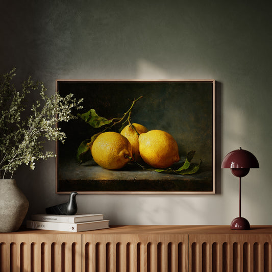 Sunlit Lemons On Ancient Wood