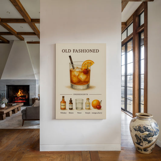 Old Fashioned Cocktail Recipe Art Print