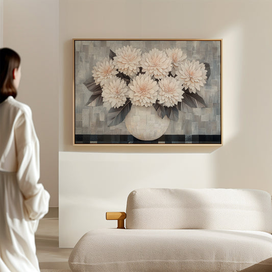 Blush Dahlias In Woven Light