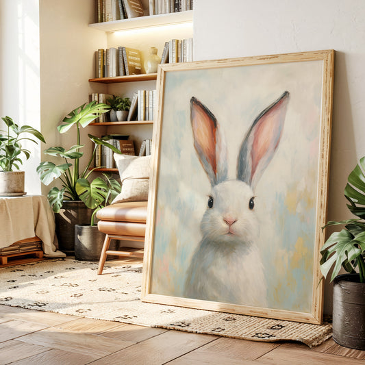 Bright Eyed Bunny in Soft Pastels