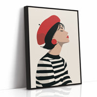 Parisian Reverie: Striped Elegance in Profile