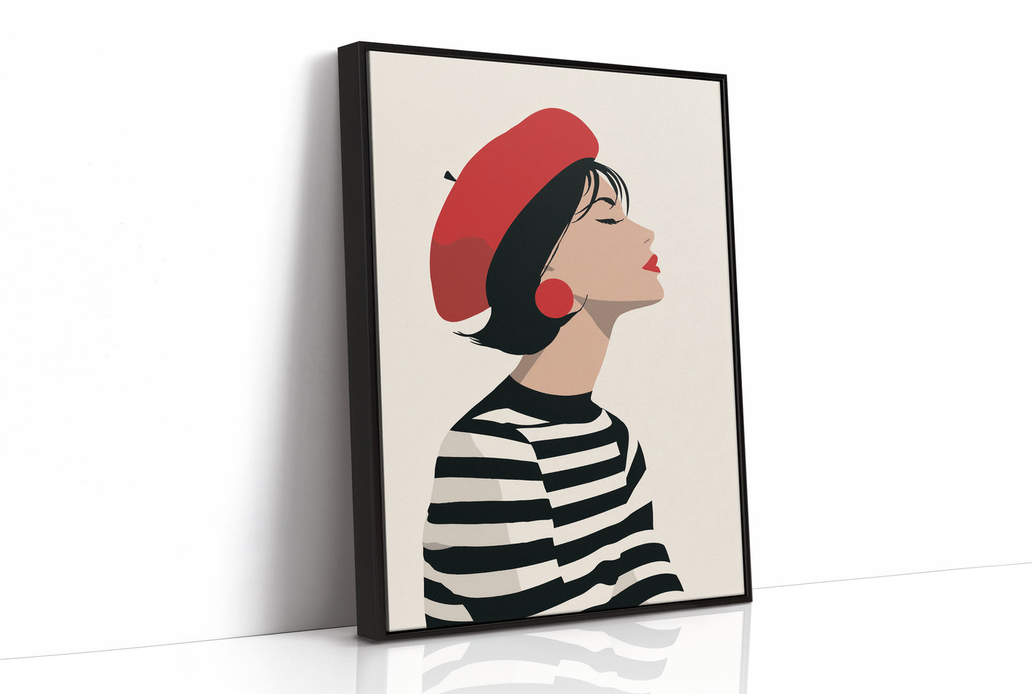 Parisian Reverie: Striped Elegance in Profile