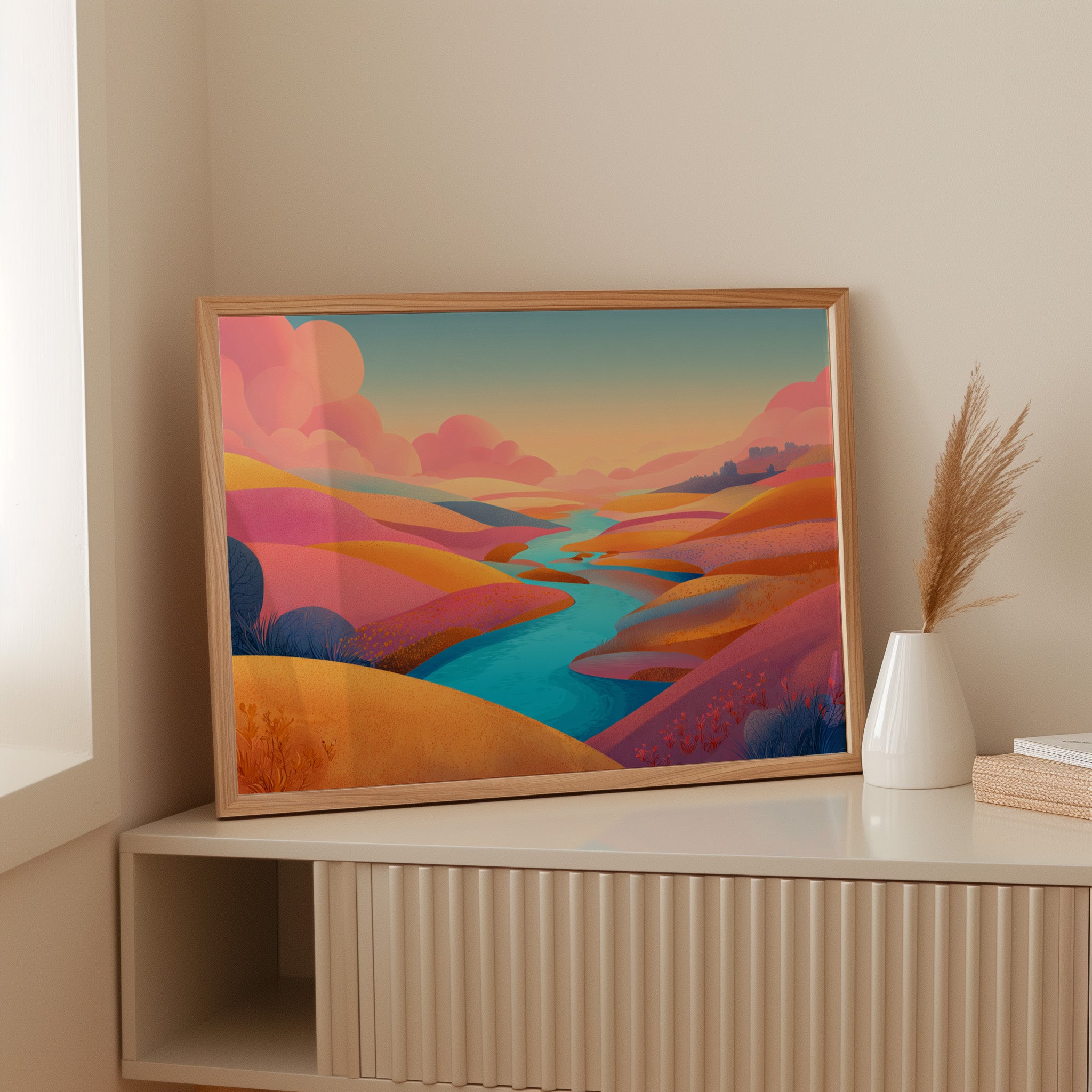 Turquoise River Cuts Through Sunset