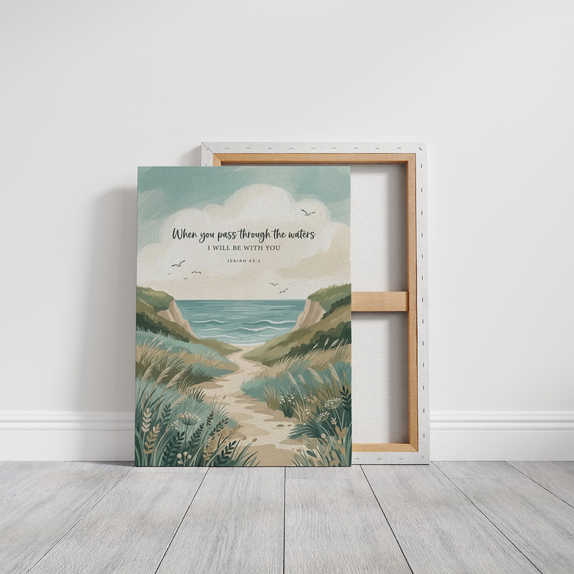 Through the Waters: Coastal Path Scripture Print