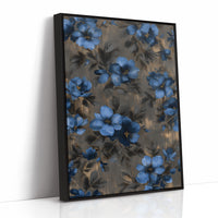 Midnight Blooms Against Golden Wood