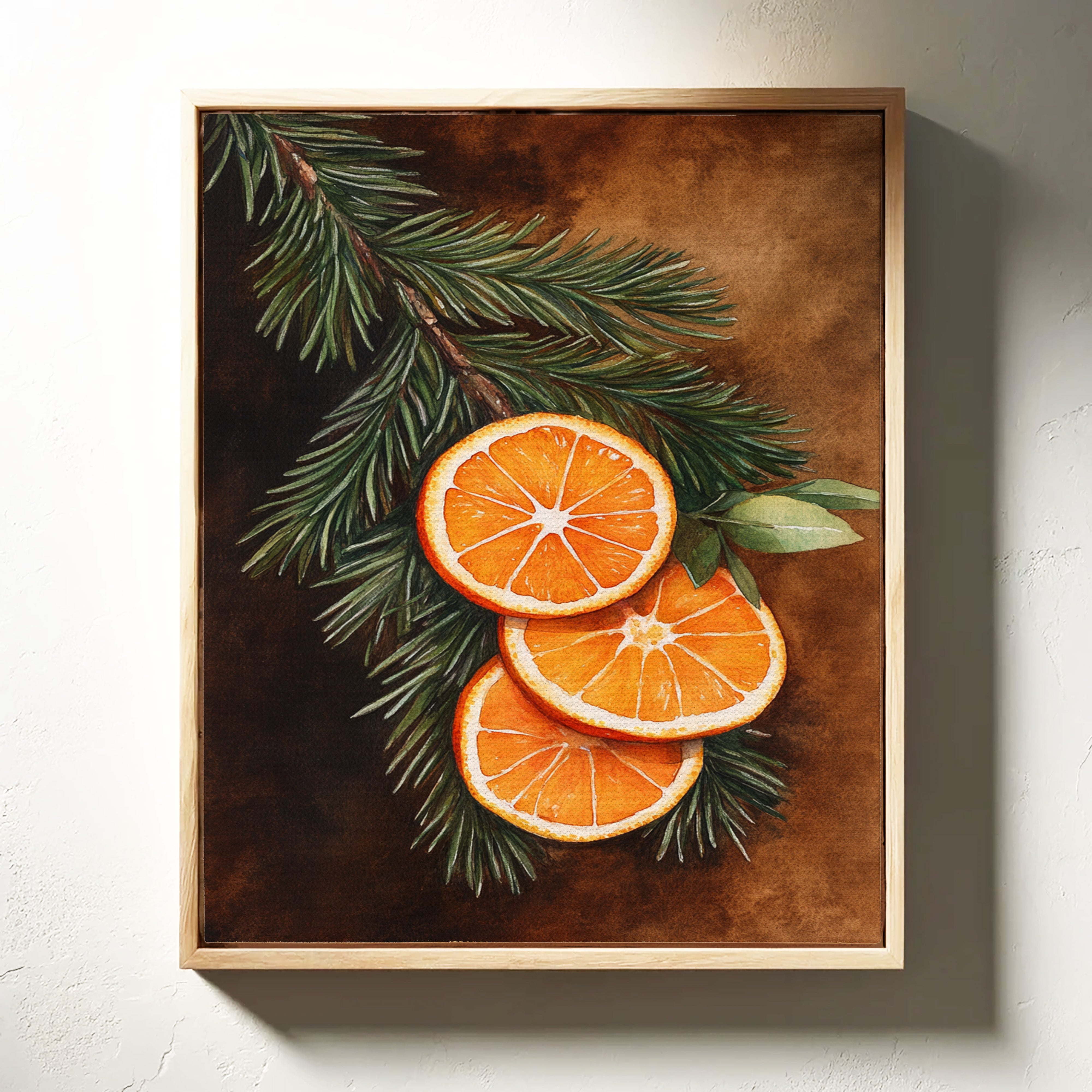 Orange Slice Pine Branch Print - Rustic Nature Art - Gallery Canvas image 3