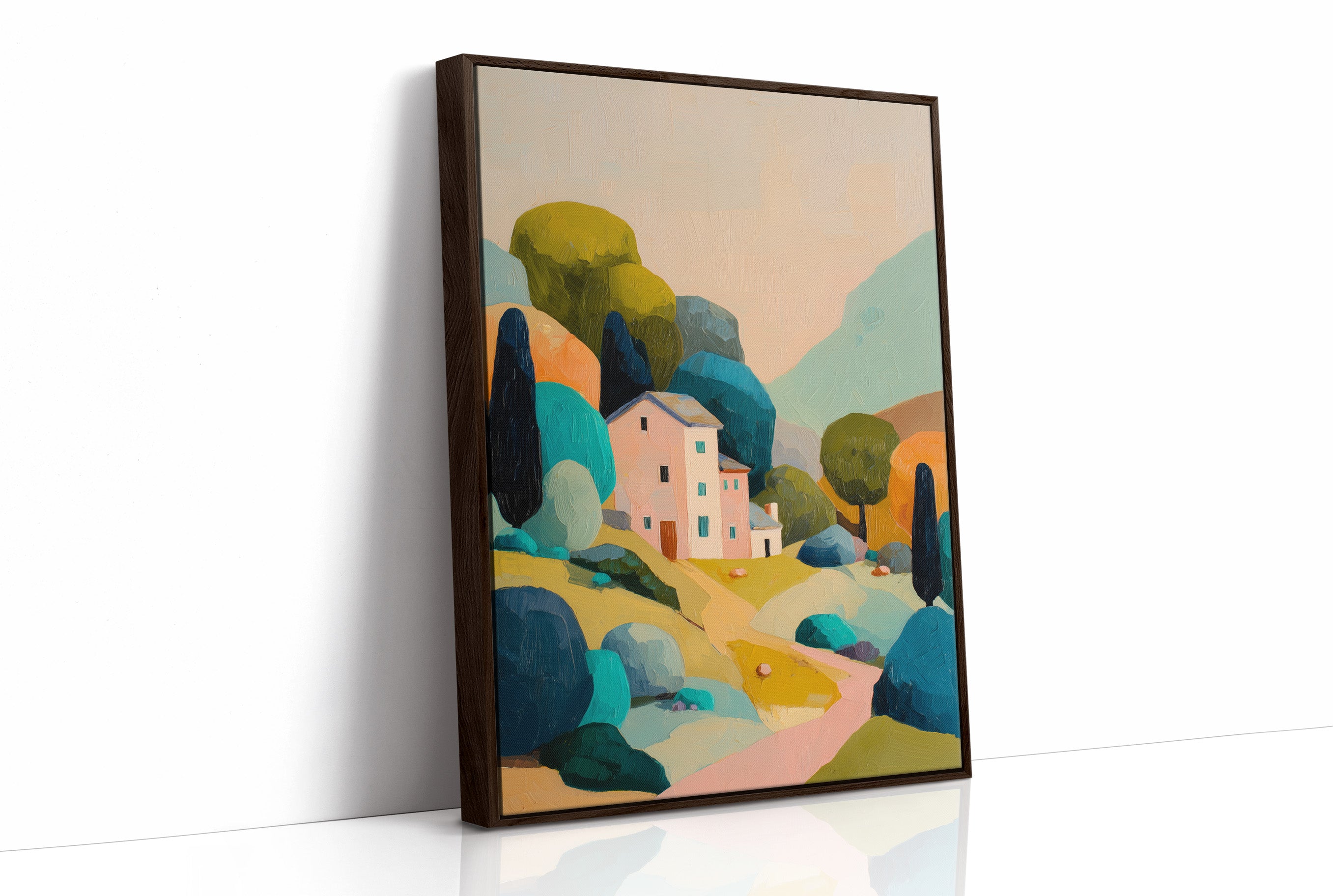 Pastel Haven Among Abstract Hills