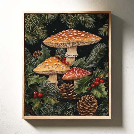 Enchanted Mushroom Forest Print - Woodland Holiday Decor - Gallery Canvas image 5