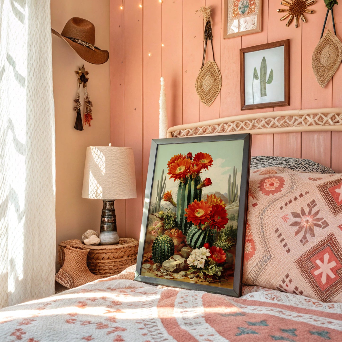 Desert Blooms Dance Against Mountains