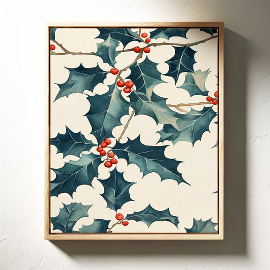 Festive Holly Berry Print - Botanical Holiday Decor - Gallery Canvas image 13