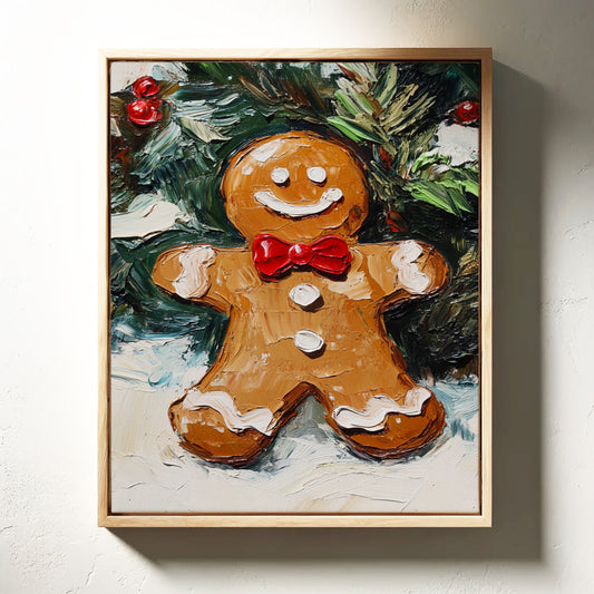 Gingerbread Man Oil Painting - Festive Holiday Art - Gallery Canvas image 14