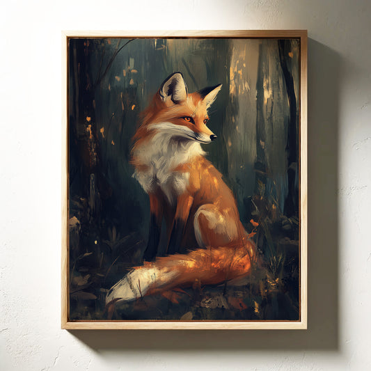 Fox Wall Art – Mystical Forest Print, Woodland Animal Decor, Nature-Inspired Painting