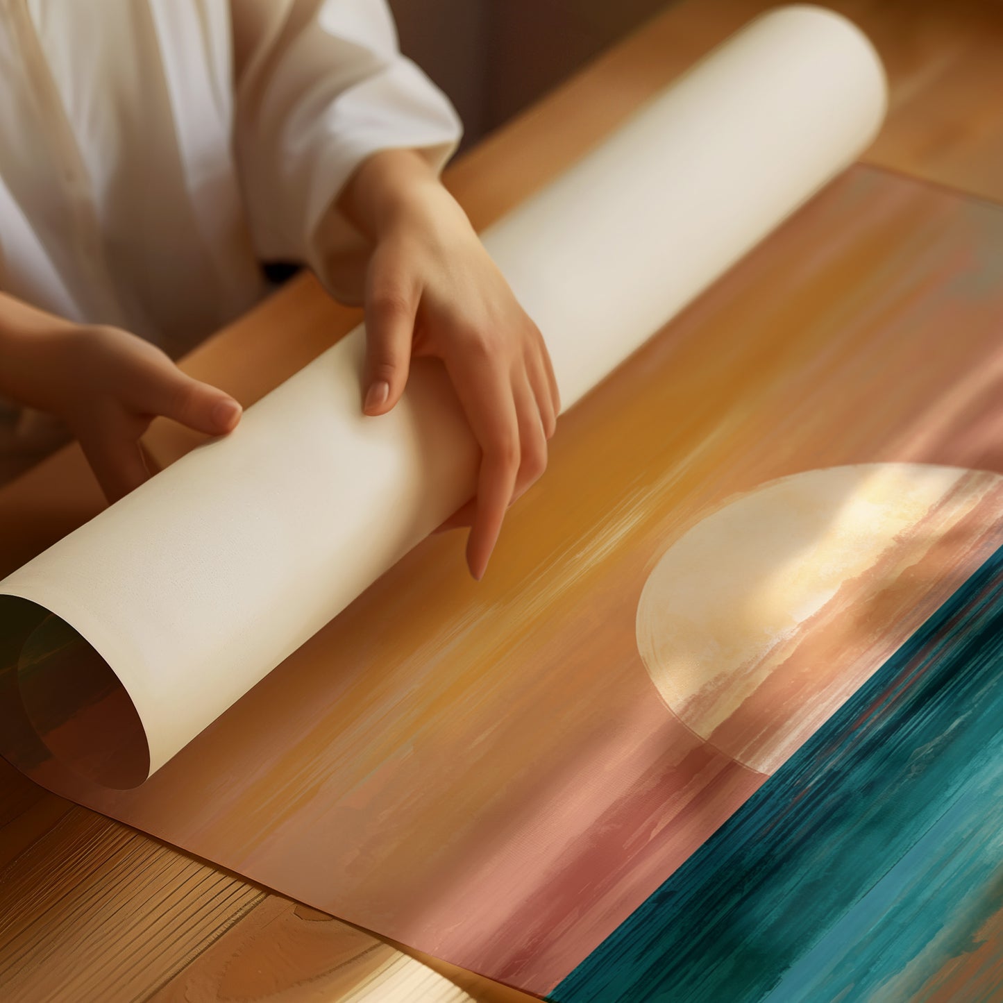 Golden Sphere Meets Teal Waters