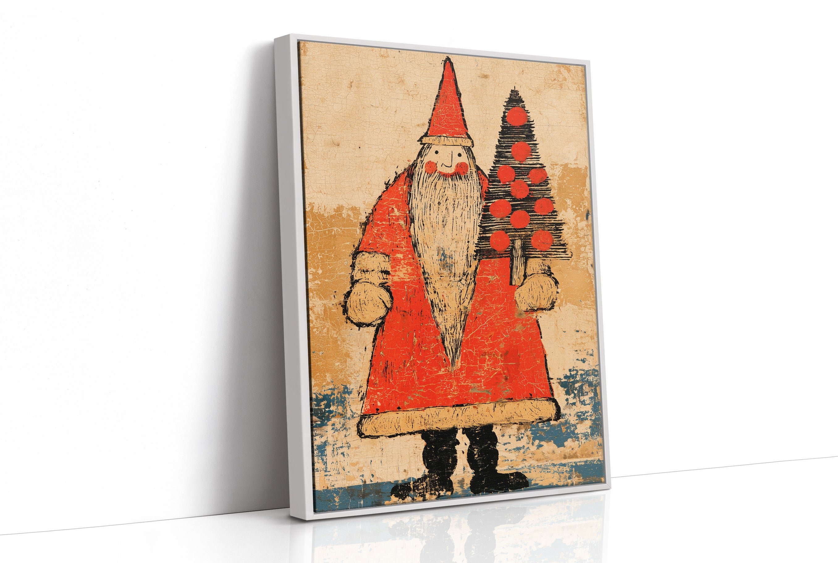 Primitive Santa & Tree