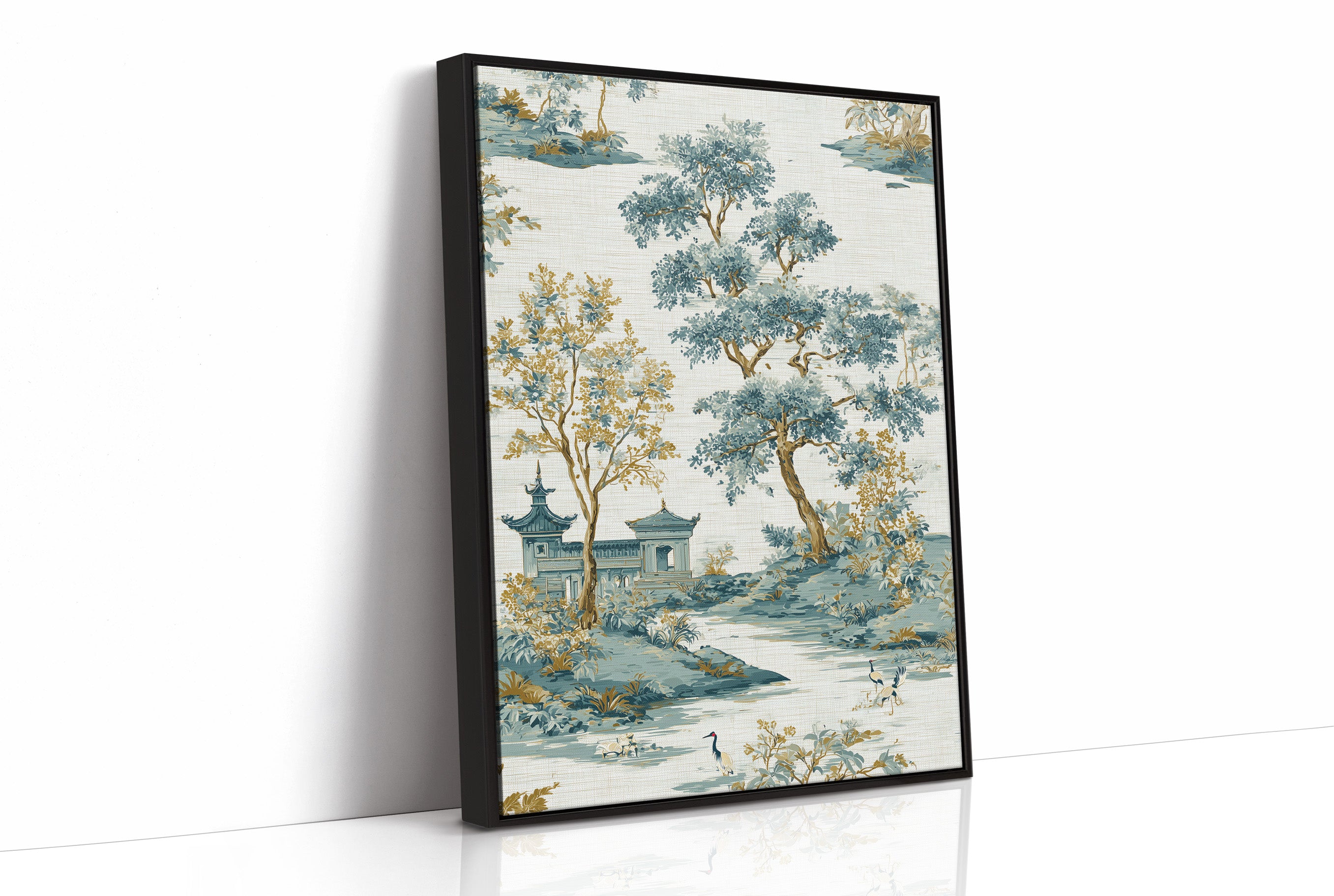 Cranes Wade Through Distant Temples