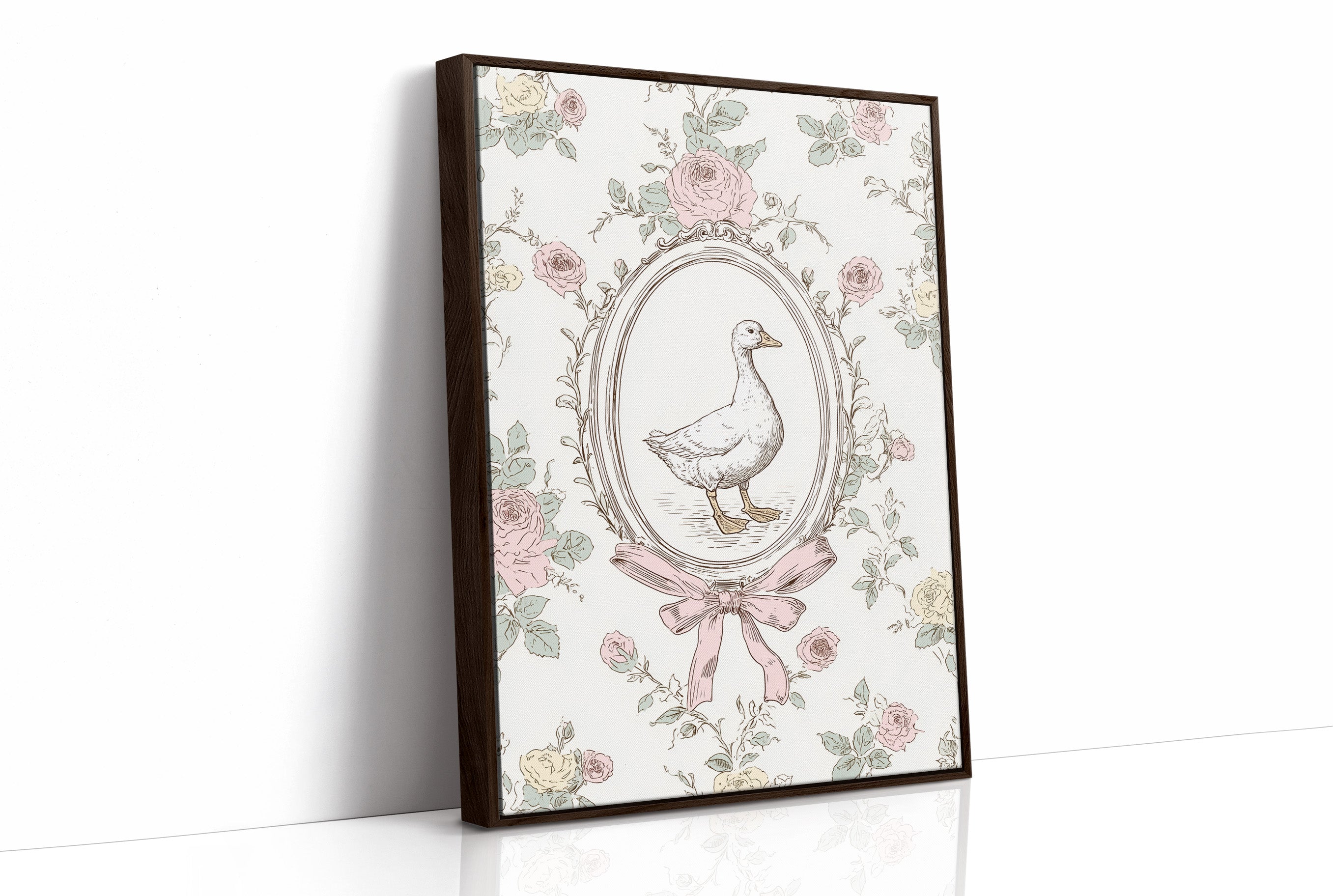 Pastoral Portrait: Duck in Floral Elegance
