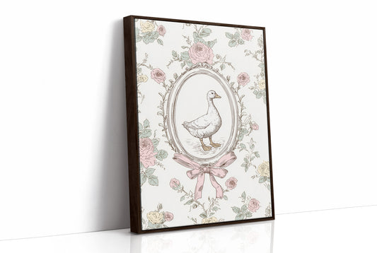 Pastoral Portrait: Duck in Floral Elegance