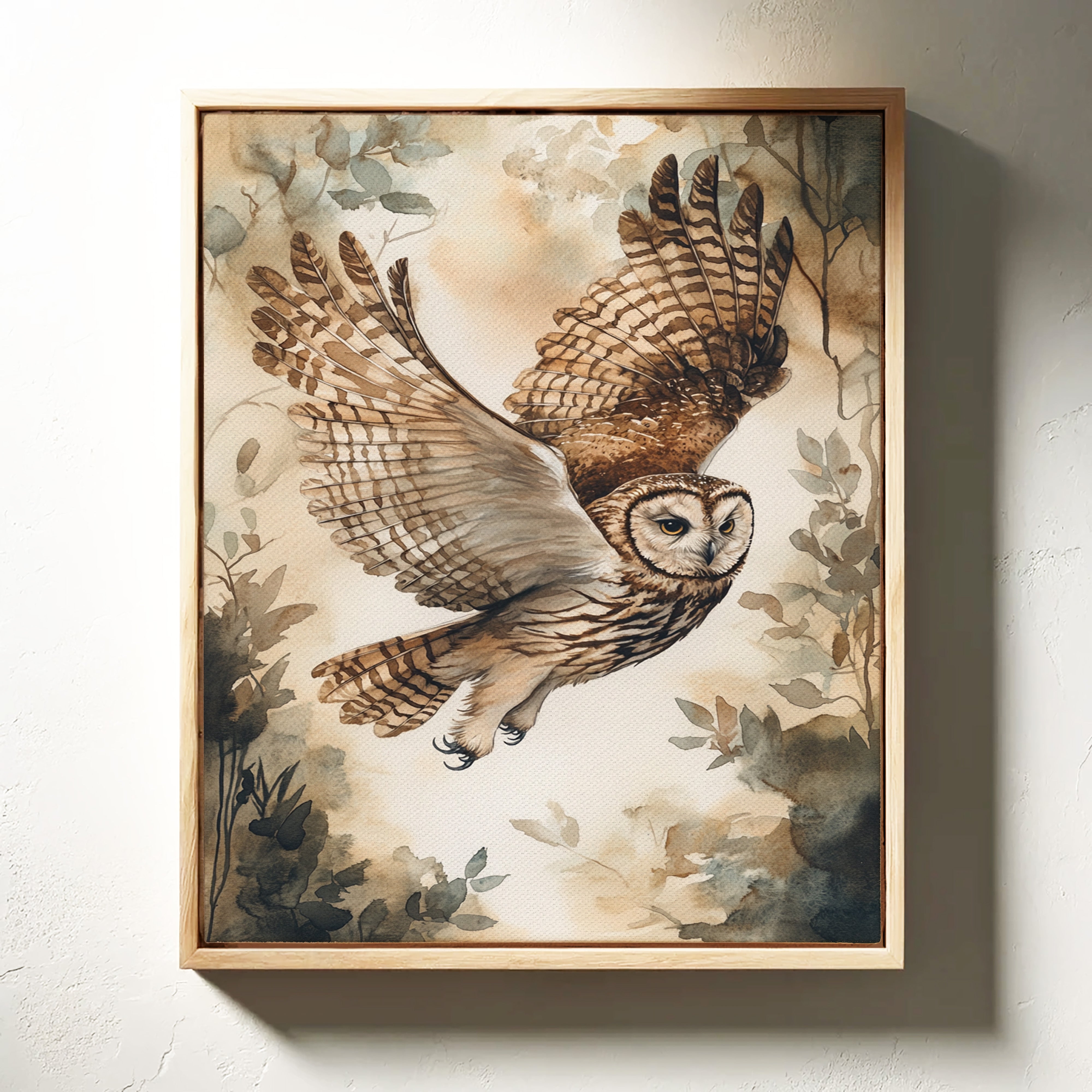 Majestic Owl Watercolor Print - Nature Wildlife Art - Gallery Canvas image 9