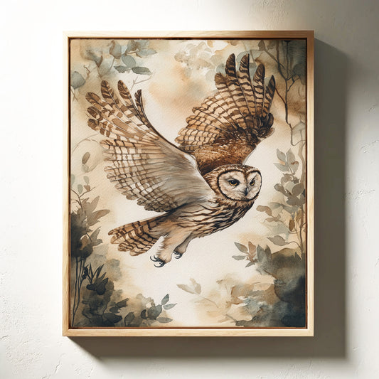 Majestic Owl Watercolor Print - Nature Wildlife Art - Gallery Canvas image 9
